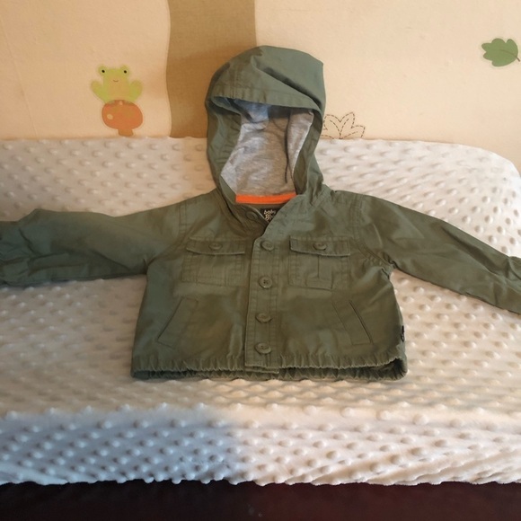 Oshgosh lightweight olive green button up jacket size 6 months - Picture 1 of 4